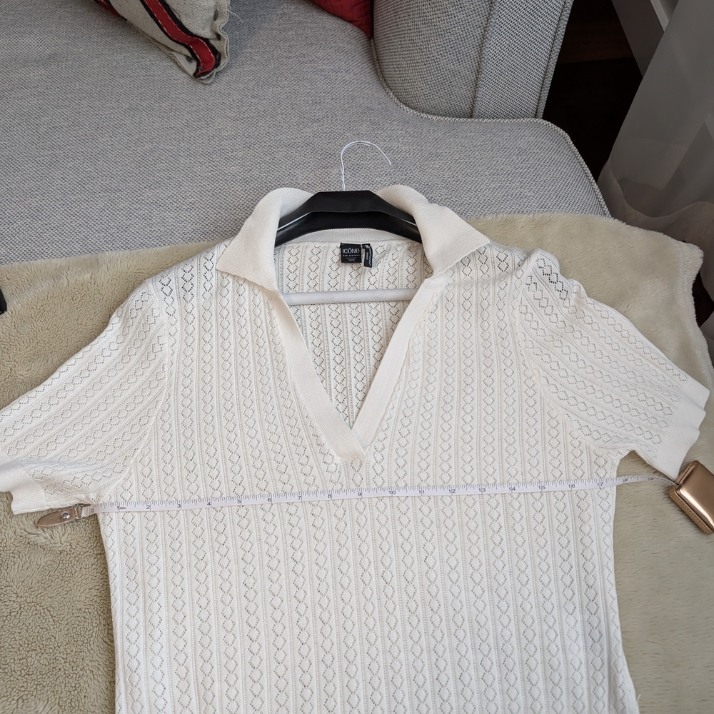 ICON Ivory Knit Collared Top - Picture 2 of 6